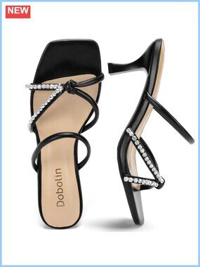 Kitten Heel Strappy Open Toe Sandals Slides Comfortable Dress Shoes